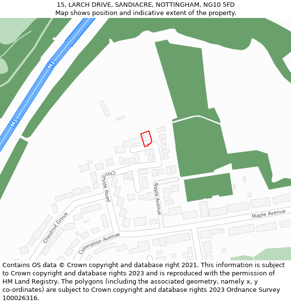 15, LARCH DRIVE, SANDIACRE, NOTTINGHAM, NG10 5FD: Location map and indicative extent of plot