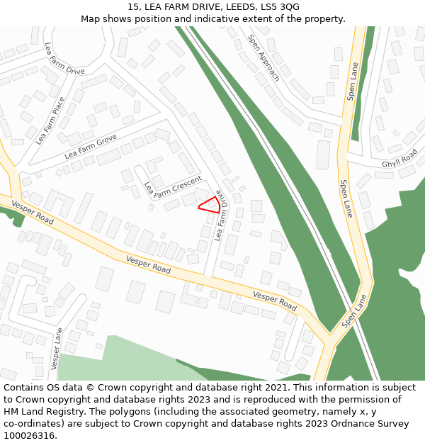 15, LEA FARM DRIVE, LEEDS, LS5 3QG: Location map and indicative extent of plot