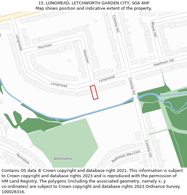 15, LONGMEAD, LETCHWORTH GARDEN CITY, SG6 4HP: Location map and indicative extent of plot