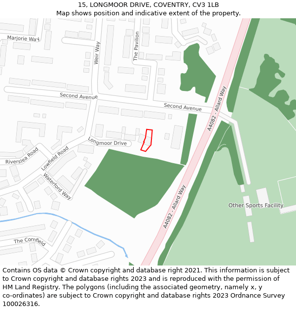 15, LONGMOOR DRIVE, COVENTRY, CV3 1LB: Location map and indicative extent of plot