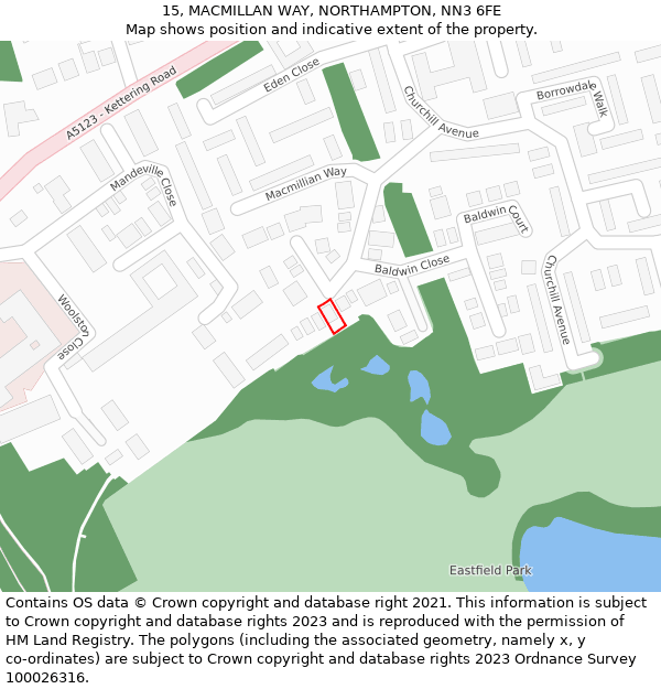 15, MACMILLAN WAY, NORTHAMPTON, NN3 6FE: Location map and indicative extent of plot