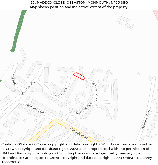 15, MADDOX CLOSE, OSBASTON, MONMOUTH, NP25 3BG: Location map and indicative extent of plot