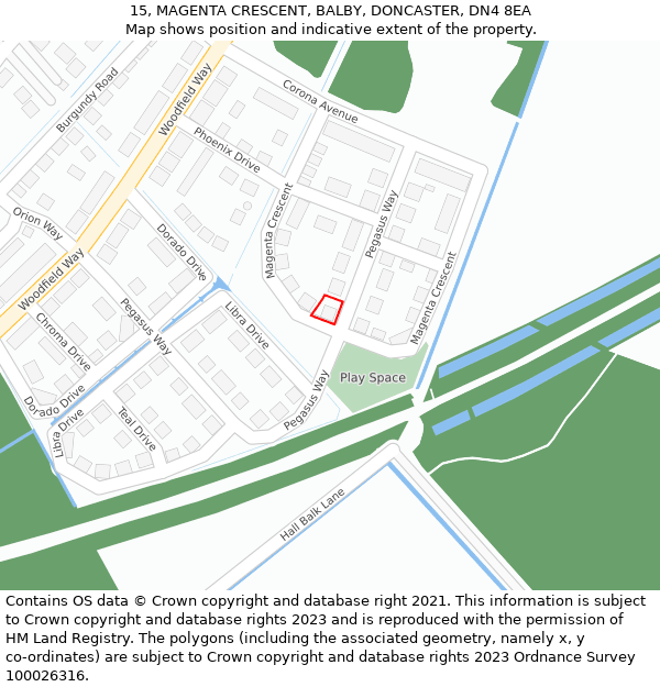 15, MAGENTA CRESCENT, BALBY, DONCASTER, DN4 8EA: Location map and indicative extent of plot