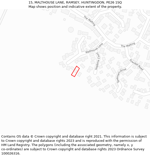 15, MALTHOUSE LANE, RAMSEY, HUNTINGDON, PE26 1SQ: Location map and indicative extent of plot