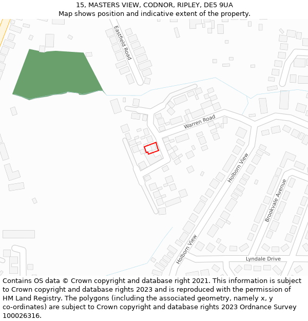 15, MASTERS VIEW, CODNOR, RIPLEY, DE5 9UA: Location map and indicative extent of plot