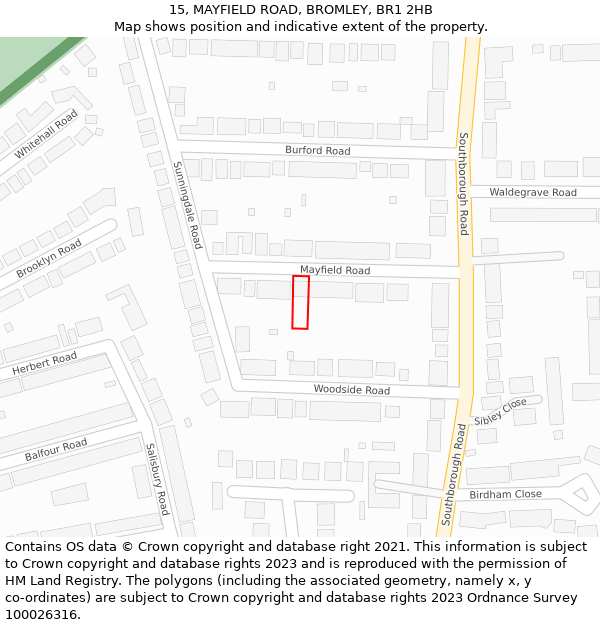 15, MAYFIELD ROAD, BROMLEY, BR1 2HB: Location map and indicative extent of plot