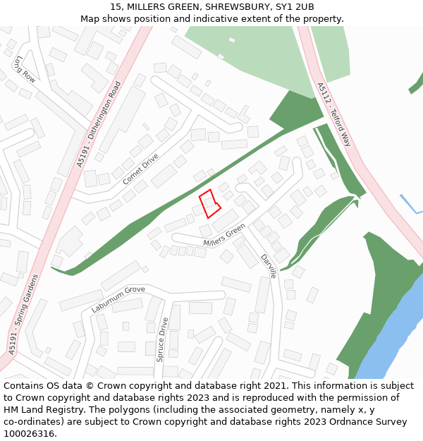 15, MILLERS GREEN, SHREWSBURY, SY1 2UB: Location map and indicative extent of plot