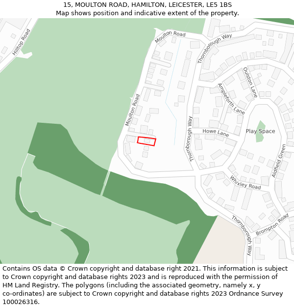 15, MOULTON ROAD, HAMILTON, LEICESTER, LE5 1BS: Location map and indicative extent of plot