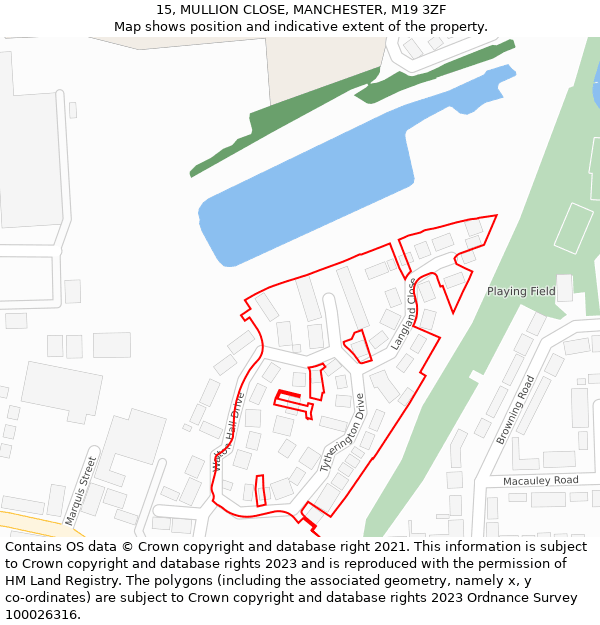 15, MULLION CLOSE, MANCHESTER, M19 3ZF: Location map and indicative extent of plot