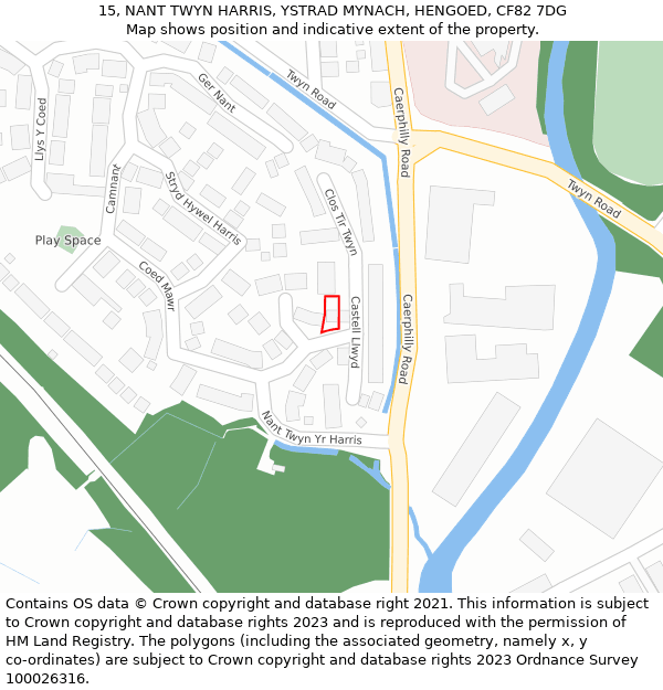 15, NANT TWYN HARRIS, YSTRAD MYNACH, HENGOED, CF82 7DG: Location map and indicative extent of plot