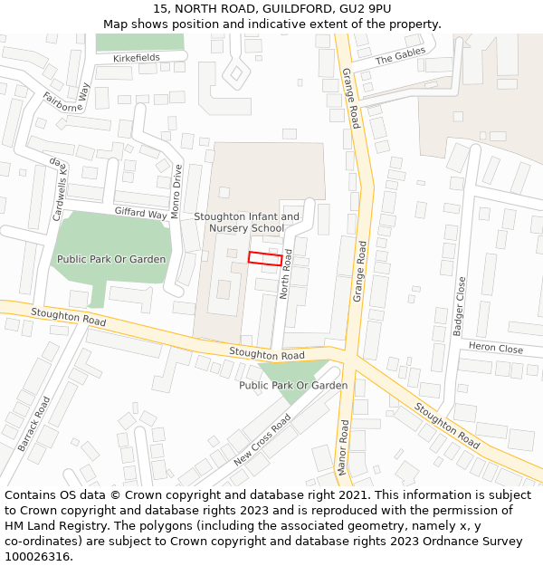 15, NORTH ROAD, GUILDFORD, GU2 9PU: Location map and indicative extent of plot