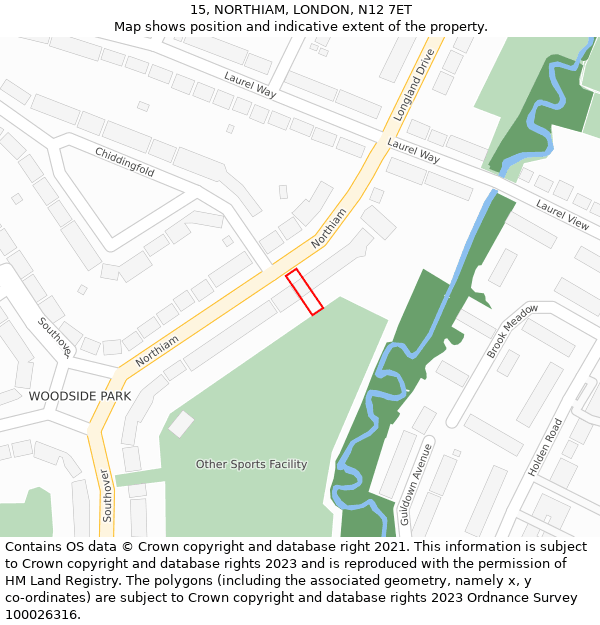 15, NORTHIAM, LONDON, N12 7ET: Location map and indicative extent of plot