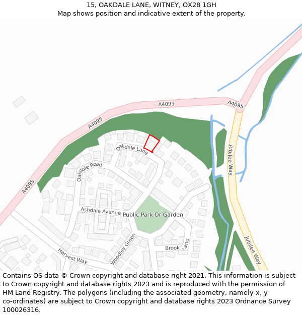 15, OAKDALE LANE, WITNEY, OX28 1GH: Location map and indicative extent of plot