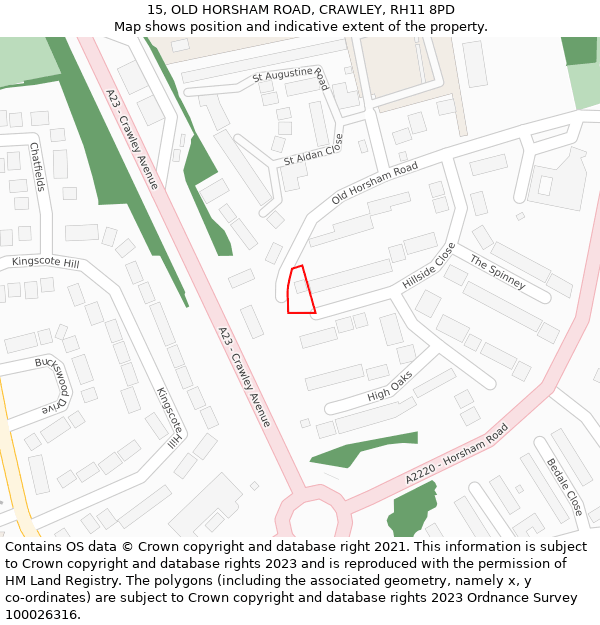 15, OLD HORSHAM ROAD, CRAWLEY, RH11 8PD: Location map and indicative extent of plot