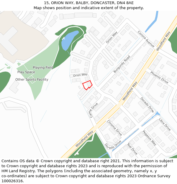 15, ORION WAY, BALBY, DONCASTER, DN4 8AE: Location map and indicative extent of plot