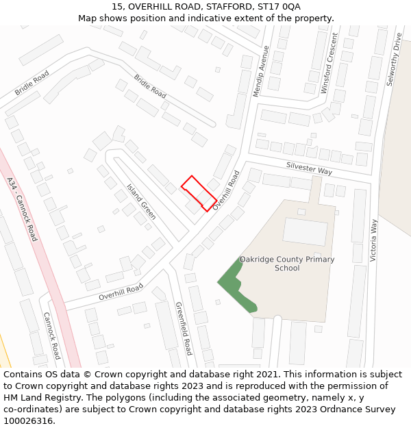 15, OVERHILL ROAD, STAFFORD, ST17 0QA: Location map and indicative extent of plot