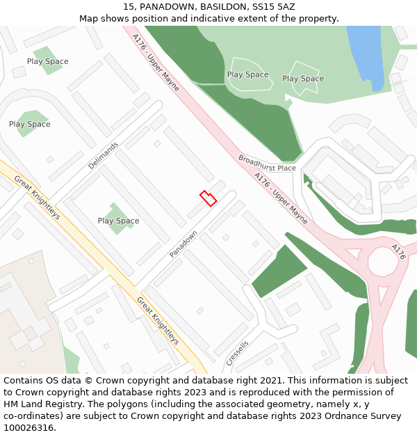 15, PANADOWN, BASILDON, SS15 5AZ: Location map and indicative extent of plot