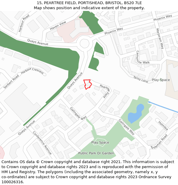 15, PEARTREE FIELD, PORTISHEAD, BRISTOL, BS20 7LE: Location map and indicative extent of plot