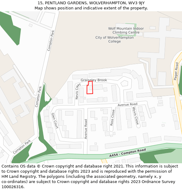 15, PENTLAND GARDENS, WOLVERHAMPTON, WV3 9JY: Location map and indicative extent of plot