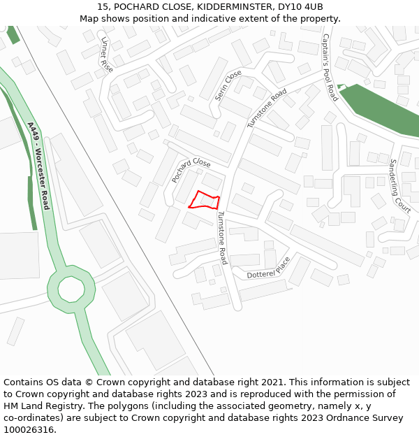 15, POCHARD CLOSE, KIDDERMINSTER, DY10 4UB: Location map and indicative extent of plot