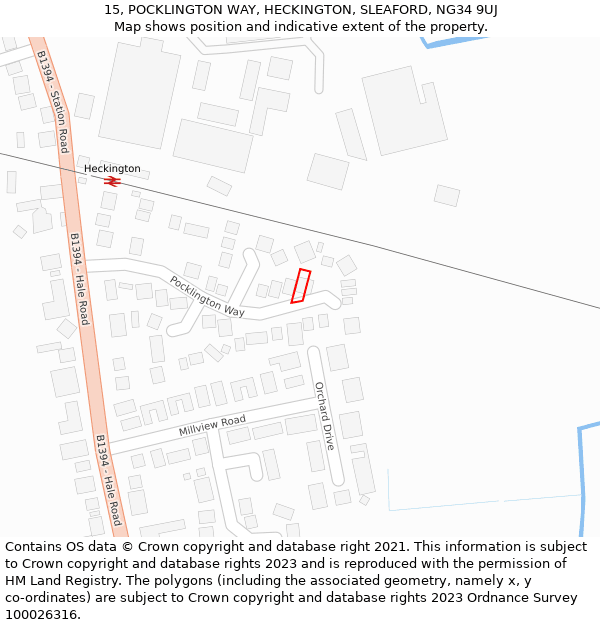 15, POCKLINGTON WAY, HECKINGTON, SLEAFORD, NG34 9UJ: Location map and indicative extent of plot