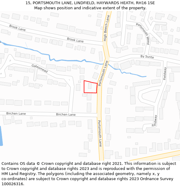 15, PORTSMOUTH LANE, LINDFIELD, HAYWARDS HEATH, RH16 1SE: Location map and indicative extent of plot