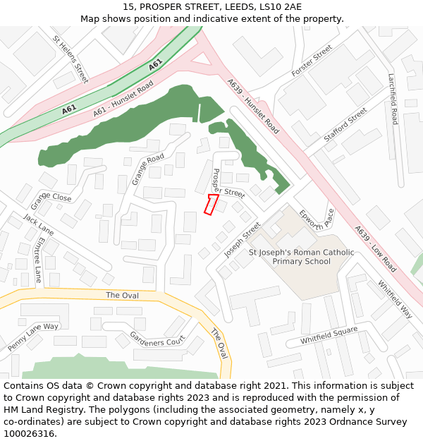 15, PROSPER STREET, LEEDS, LS10 2AE: Location map and indicative extent of plot