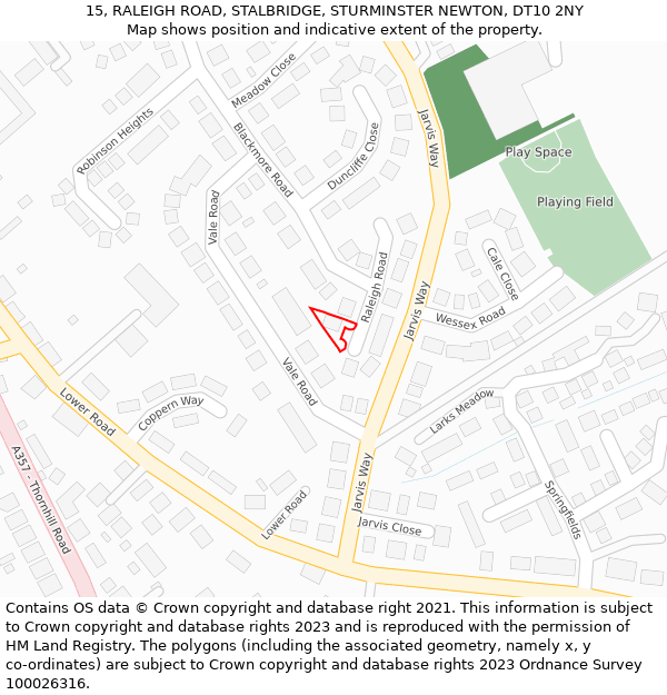 15, RALEIGH ROAD, STALBRIDGE, STURMINSTER NEWTON, DT10 2NY: Location map and indicative extent of plot