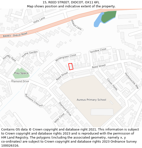 15, REED STREET, DIDCOT, OX11 6FL: Location map and indicative extent of plot