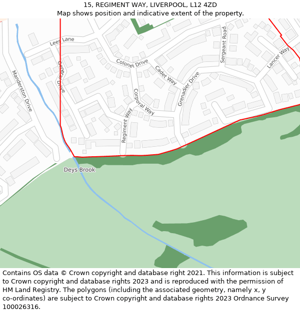 15, REGIMENT WAY, LIVERPOOL, L12 4ZD: Location map and indicative extent of plot