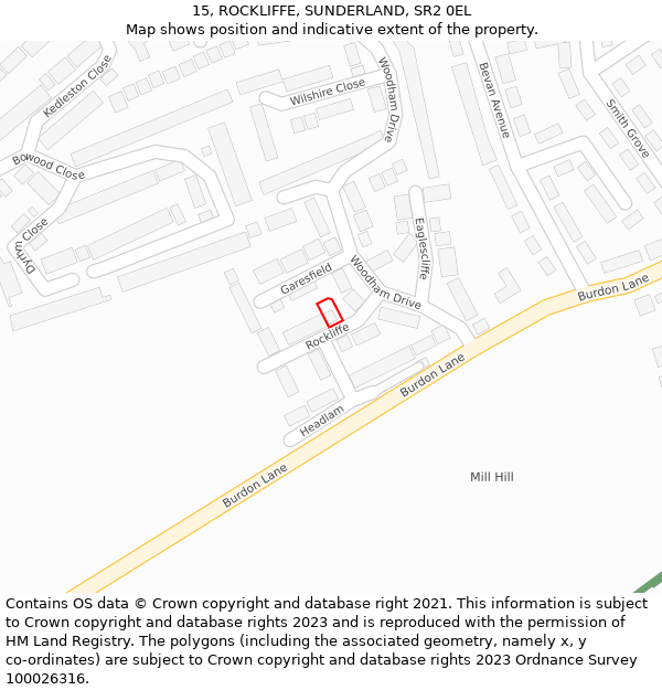 15, ROCKLIFFE, SUNDERLAND, SR2 0EL: Location map and indicative extent of plot