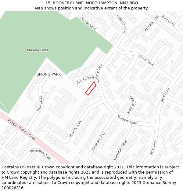 15, ROOKERY LANE, NORTHAMPTON, NN2 8BQ: Location map and indicative extent of plot