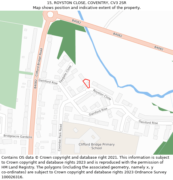 15, ROYSTON CLOSE, COVENTRY, CV3 2SR: Location map and indicative extent of plot