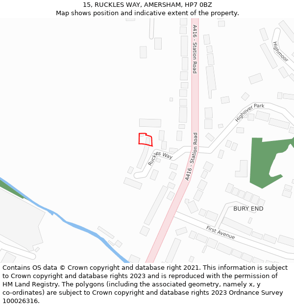 15, RUCKLES WAY, AMERSHAM, HP7 0BZ: Location map and indicative extent of plot