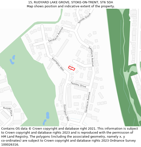 15, RUDYARD LAKE GROVE, STOKE-ON-TRENT, ST6 5DA: Location map and indicative extent of plot