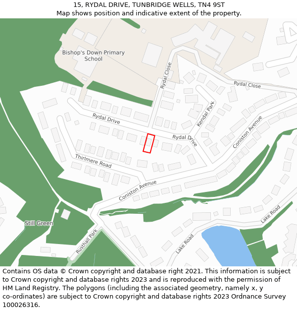 15, RYDAL DRIVE, TUNBRIDGE WELLS, TN4 9ST: Location map and indicative extent of plot