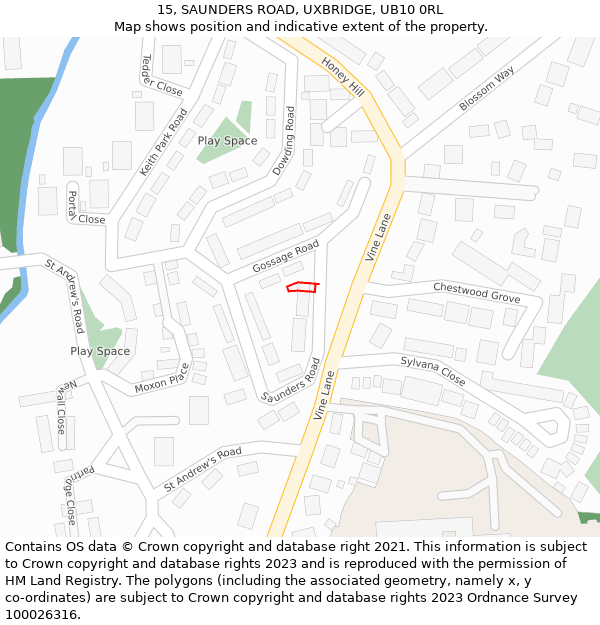 15, SAUNDERS ROAD, UXBRIDGE, UB10 0RL: Location map and indicative extent of plot
