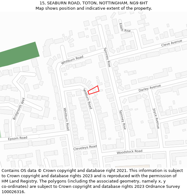 15, SEABURN ROAD, TOTON, NOTTINGHAM, NG9 6HT: Location map and indicative extent of plot