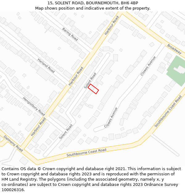 15, SOLENT ROAD, BOURNEMOUTH, BH6 4BP: Location map and indicative extent of plot