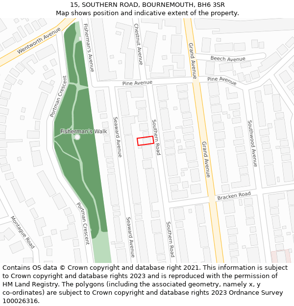 15, SOUTHERN ROAD, BOURNEMOUTH, BH6 3SR: Location map and indicative extent of plot