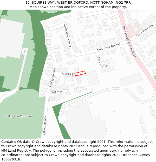 15, SQUIRES WAY, WEST BRIDGFORD, NOTTINGHAM, NG2 7RR: Location map and indicative extent of plot