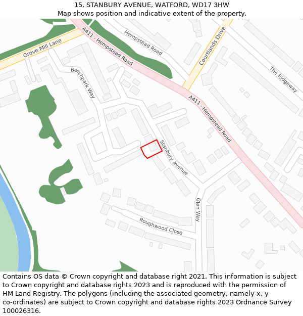 15, STANBURY AVENUE, WATFORD, WD17 3HW: Location map and indicative extent of plot