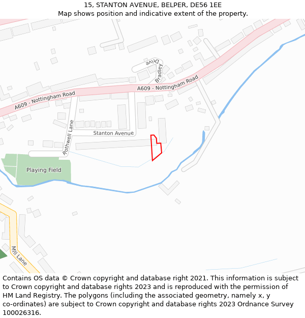 15, STANTON AVENUE, BELPER, DE56 1EE: Location map and indicative extent of plot