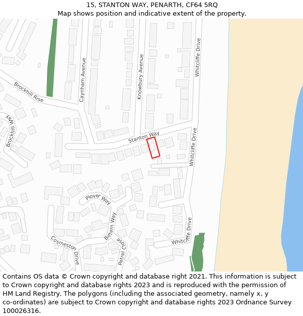 15, STANTON WAY, PENARTH, CF64 5RQ: Location map and indicative extent of plot