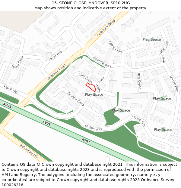 15, STONE CLOSE, ANDOVER, SP10 2UG: Location map and indicative extent of plot