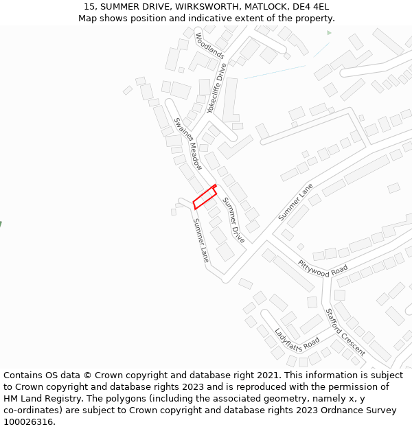 15, SUMMER DRIVE, WIRKSWORTH, MATLOCK, DE4 4EL: Location map and indicative extent of plot