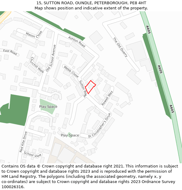 15, SUTTON ROAD, OUNDLE, PETERBOROUGH, PE8 4HT: Location map and indicative extent of plot