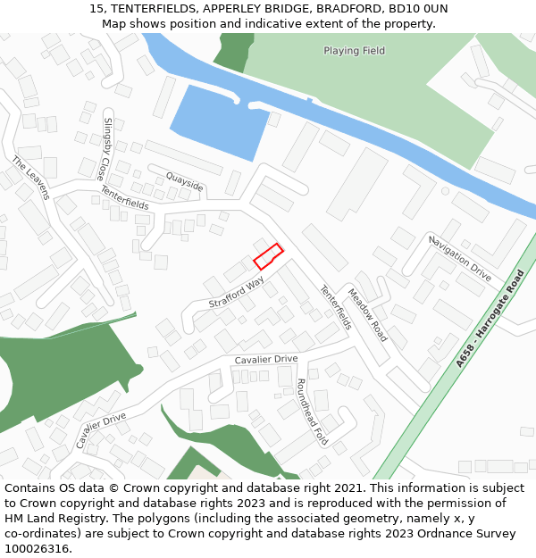 15, TENTERFIELDS, APPERLEY BRIDGE, BRADFORD, BD10 0UN: Location map and indicative extent of plot