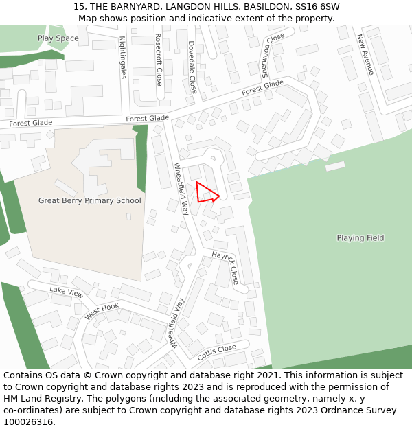 15, THE BARNYARD, LANGDON HILLS, BASILDON, SS16 6SW: Location map and indicative extent of plot