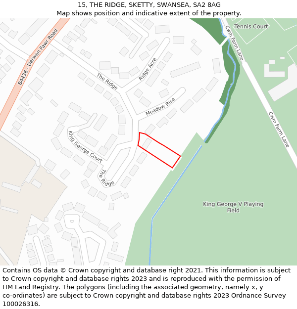 15, THE RIDGE, SKETTY, SWANSEA, SA2 8AG: Location map and indicative extent of plot